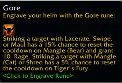 wow sod phase 3 druid gore rune